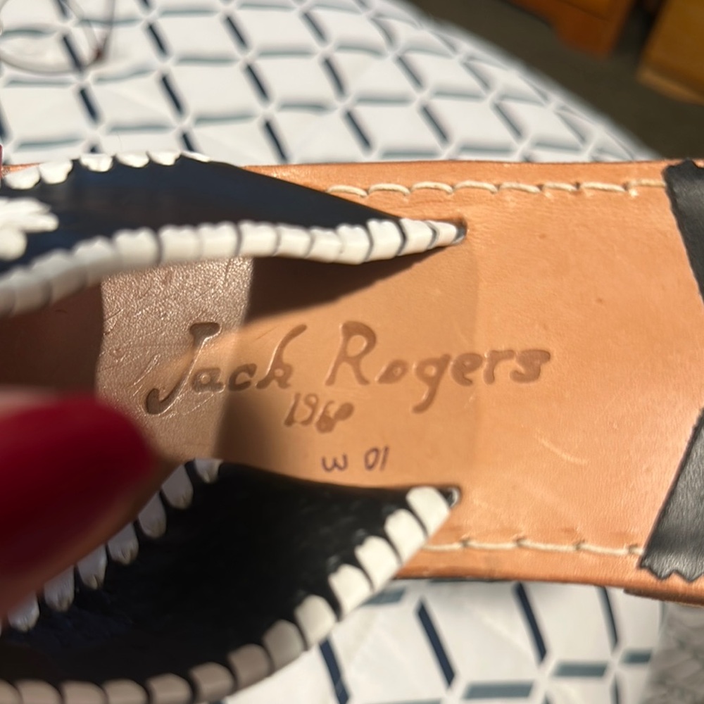 Jack Rogers Black and White Floral Sandals - Picture 2 of 4